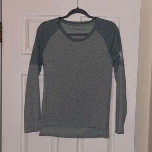 Adidas Women's Two-Tone Blue-gray Long Sleeve Tee